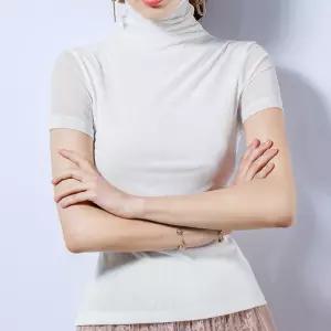 여성 반팔 목폴라티 여름반팔티 목폴라 슬림핏 데일리 기본티 터틀넥 폴리혼방 6컬러