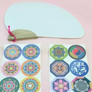 나무손잡이 반달모양 전통문양 부채만들기4P 심심풀이 DIY 선물