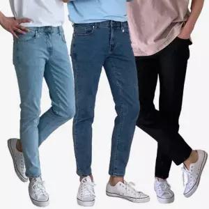 [아이에스이랩]빅사이즈 남자 밴딩 일자핏 스판 데님 청바지 I5PC051