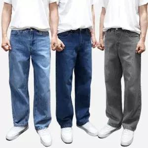 [아이에스이랩]사계절 밴딩 와이드 스톤 워싱 데님 청바지 I5PC037