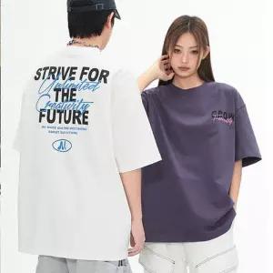 [아이에스이랩]남자 여자 GROW 레터링 면 오버핏 반팔티 I2TS041