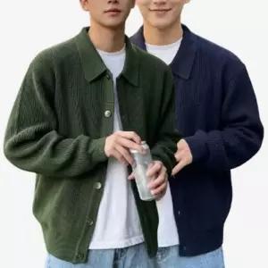 [아이에스이랩]남성 오버핏 니트 카라 가디건 I4NT034