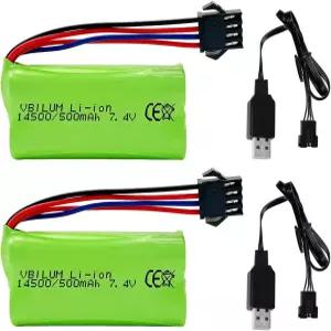 DE85 1/12 RC 트럭 XS-1S RC1-MR용 VBILUM 7.4V 500mAh 리튬 이온 배터리 SM-4P 4P 플러그 1 16 양서류