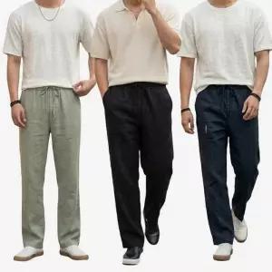 [아이에스이랩]남자 여름 밴딩 린넨 와이드 팬츠 I2SL036