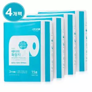 더 부드럽고 도톰한 두꺼운 애터미 화장지 60롤 15개 4세트
