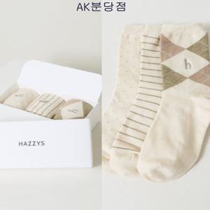 [AK분당점] [헤지스] 아이보리 패턴 여성 중목 양말3종세트 HISS6F304IV