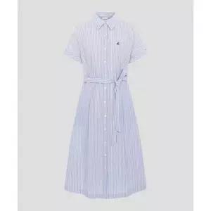 매장정품 빈폴 BEANPOLE LADIES 서커 스트라이프 반소매 셔츠 원피스 - 스카이블루 (BF6471C13Q) BF6471C13