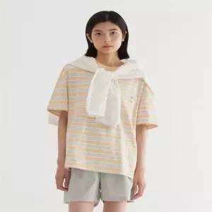 커버낫 CO2502ST08YL 라운드티셔츠 카라티셔츠 멀티 스트라이프 티셔츠 Yellow 49