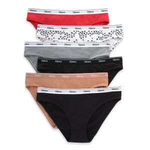 헤인즈 여성 오리지널 비키니 팬티, 통기성 스트레치 코튼 속옷, 모듬, 6팩