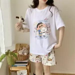 프리던유 짱구 여성 여름 빅사이즈 반팔 반바지 루즈핏 파자마 세트