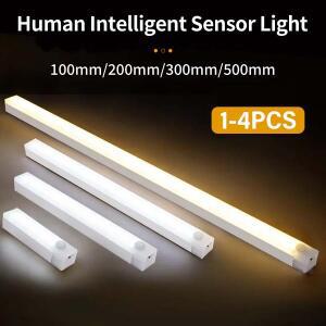 1-4Pcs 충전식 PIR 모션 센서 LED 바 조명 인간 적외선 유도 야간 휴대용 캐비닛 10/20/30/50cm