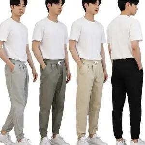남성 조거 팬츠 빅사이즈 캐주얼 여름 남성 린넨 바지 밴딩 9부 데일리