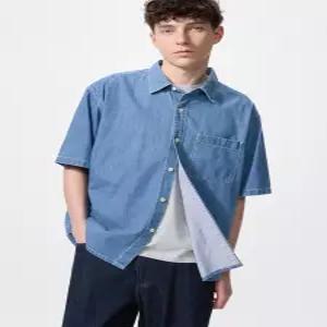 [매장정품] UNIQLO 데님오버셔츠반팔 E484877-000-00 2232809