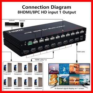 4K KVM HDMI 멀티 뷰어 8입력 1출력 1080P 스크린 USB 스위치, 8대의 PC를 모니터에 공유하여 마우스 및 키