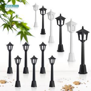 미니어처 하우스 12pcs 레트로 가로등 모델 철도 기차 램프 인형 마이크로 풍경 요정 정원 액세서리