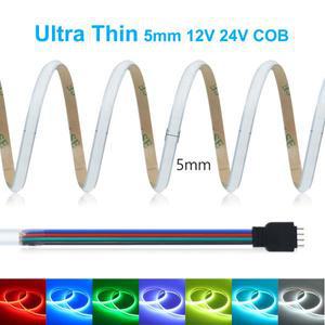 5mm 12V 24V RGB COB LED 스트립 라이트 576LEDs/m 고밀도 컬러풀 가정용 방 조명 TV