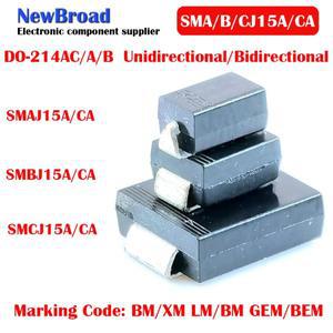 10피스 SMD TVS 다이오드 단방향 SMAJ15A BM LM 보석 양방향 XM DO-214A