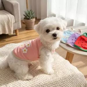 [하프클럽/]반려동물 러블리 배색 데일리 쿨링 나시 종 통풍옷 소형견쿨링