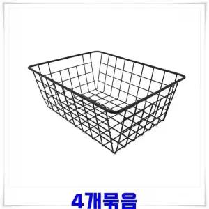 [하프클럽/]블랙 철제바스켓 4개 수납바구니 침대옆 라지 높이형 중형 인더