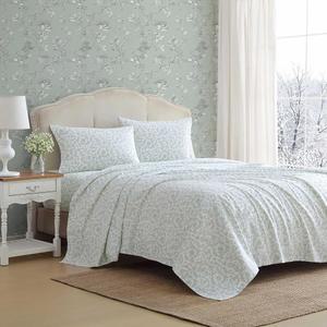 LAURA ASHLEY - 플란넬 시트 퀸 베개 사계절 편안함 침대 부드럽고 커버가 (브린나 방지 면, 있는 커버 촉감이 및 보풀 매트리스 주름 사이즈, 어울리는