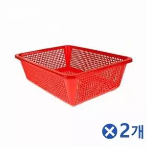 [하프클럽/]빨간색 바구니 사각 다용도 바스켓 정리함 플라스틱 수납 3호