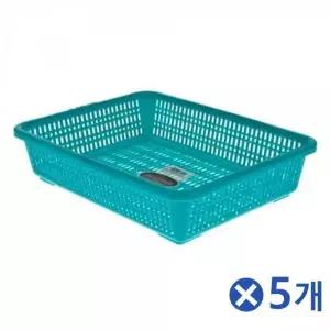 [하프클럽/]청록색 사각 바구니 채반 욕실정리 문구용품정리 바스켓 깊은