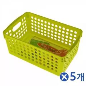 [하프클럽/]연두색 랜덤 정리 플라스틱 직사각 소품 수납바스켓 욕실 바구