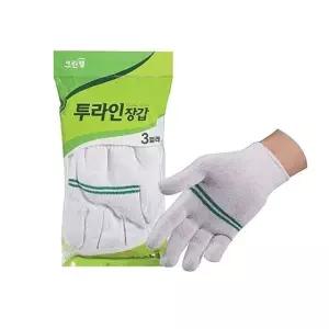 크린? 면 투라인 장갑 3켤레 면장갑 목장갑 흰색면장 (W680253)