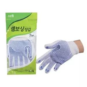 크린? 면 엠보싱 장갑 2켤레 면장갑 목장갑 흰색면장갑 흰면장갑 (W680252)