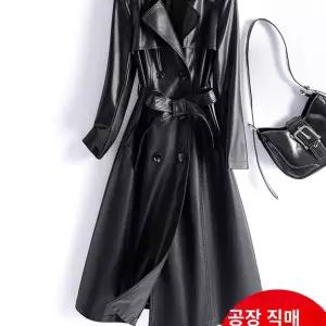 트렌치 여성 코트 레더 롱 양가죽 리얼 가죽 봄 가을 롱코트