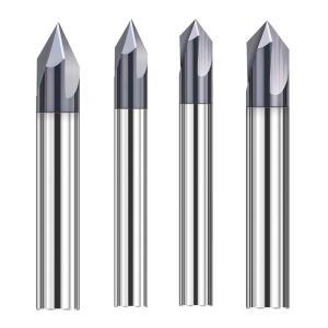 ASNOMY 4Pc 카바이드 챔퍼 엔드 밀 V 그루브 라우터 비트 60도 및 90도, 조각 조각을 위한 플루트 CNC 밀링 커터 3개