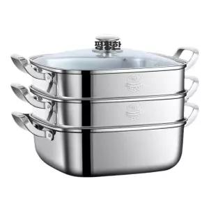 사각통 사각 3단 밧트 도시락통 주방 스텐 찜솥 반찬통
