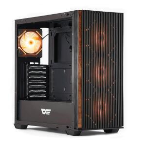 다크플래시 DS900WS(2025) ATX PC 케이스, 순정 호두나무, 높은 공기 흐름, 4x120mm PWM ARGB 팬 컴퓨터 케이스 사전 설치, 미드타워 게이밍 타입 C 포트, 최대 360mm AIO(블랙)