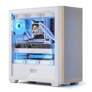 다크플래시 DS900WS(2025) ATX PC 케이스, 순정 호두나무, 높은 공기 흐름, 4x120mm PWM ARGB 팬 컴퓨터 케이스 사전 설치, 미드타워 게이밍 타입 C 포트, 최대 360mm AIO(화이트)