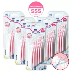 케이비 L형 치간칫솔 어금니 치석제거 치간브러쉬 10p 사이즈 SSS(0.7mm) 5개