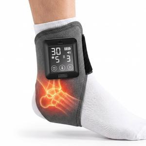 열이 있는 발 마사지기, 진동이 무선 온열 발목 랩, 4000mAh 충전식 조절식 보호대, 6개 및 진동 수준 6개, 타이밍 옵션 6개(싱글)