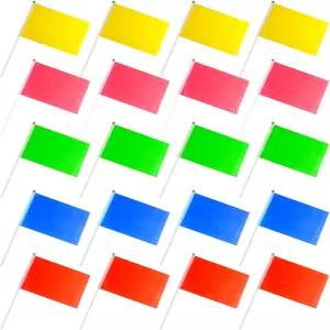 스틱에 20개의 작은 깃발 5x8인치 솔리드 컬러 빈 손에 미니어처 플레인 들고 DIY 그래피티 빈칸 승화 레드