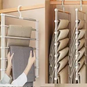 다층 바지 걸이 접이식 사다리 디자인 미끄럼 방지 랙 공간 절약형 클립식 옷장 정리대