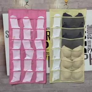 속옷 수납 걸이식 정리함 가방 (8칸 양말 스카프 넥 옷장 침실용 접이식 디자인)