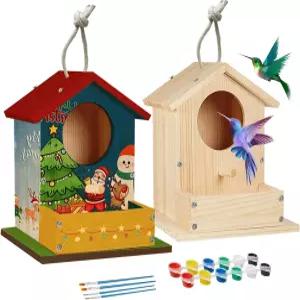 새집 키트 나무 DIY 야외 목공 공예 프리스타일 페인팅 페인트와 붓을 사용한 예술 및 프로젝트 정원 장식