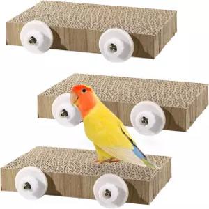 Realand 3팩 앵무새 농어새 씹기 장난감 중간 크기 판지 잉꼬 케이지 스탠드 놀이터 Conure 플랫폼 Budgie