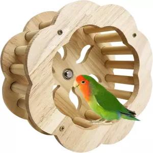 핀비 꽃 모양 나무 새 운동 바퀴 앵무새 러닝 휠 장난감 케이지 장착 잉꼬 인터랙티브 스피너 회전 농어용