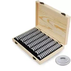 00pcs 동전 나무 보관 상자 조정 가능한 내부 쿠션 수집 용품과 투명 플라스틱 케이스 주최자