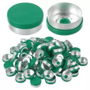 파티킬 20mm 뒤집기 캡 100팩 상단 바이알 밀봉 플라스틱-알루미늄 커버 유리 병 녹색