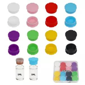 16Pcs 5ml 재사용 가능한 보호 유리 바이알 캡 8가지 다양한 색상의 누수 방지 커버 주사용 플립 오프