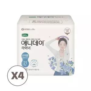 디펜드 애니데이 여성용 요실금 패드 라이너 수퍼롱 21매x4팩