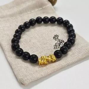 [하프클럽/]흑요석 비휴 염주팔찌 재물운 팔찌 8mm