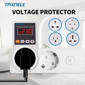 방충망 테이프 자동 전압 보호기 소켓 AC 220V 조정 가능한 16A 전원 서지 EU 플러그 안전 냉장고 보호