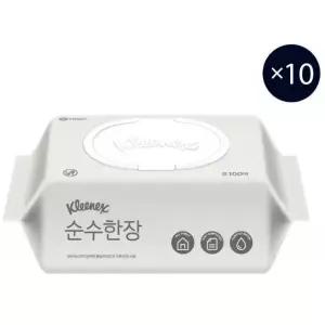 크리넥스 순수한장 물티슈 캡형 100매, 10팩