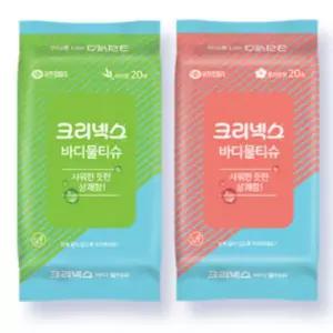 크리넥스 바디물티슈 20매, 8개 (향 랜덤)